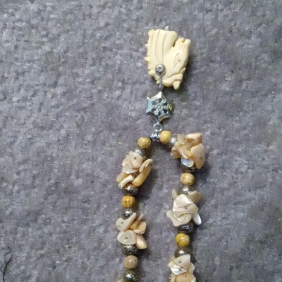 Genuine Picture Jasper Beaded W/ Mother of Pearl Bone Horse Necklace - Picture 5 of 7